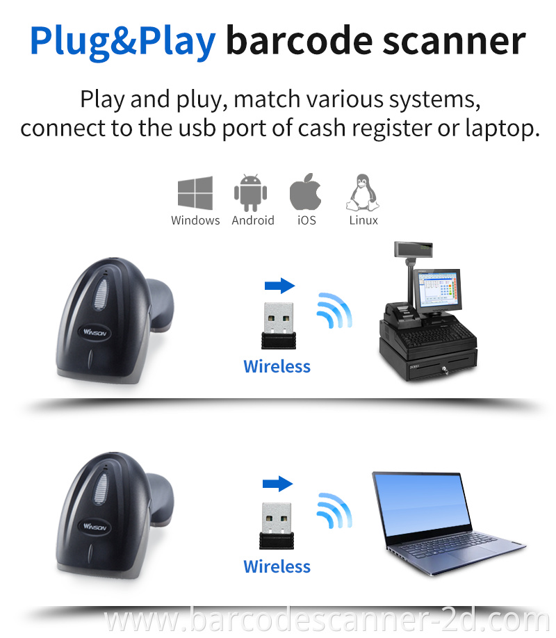 Wireless 1D 2D Barcode Scanner Screen Reader